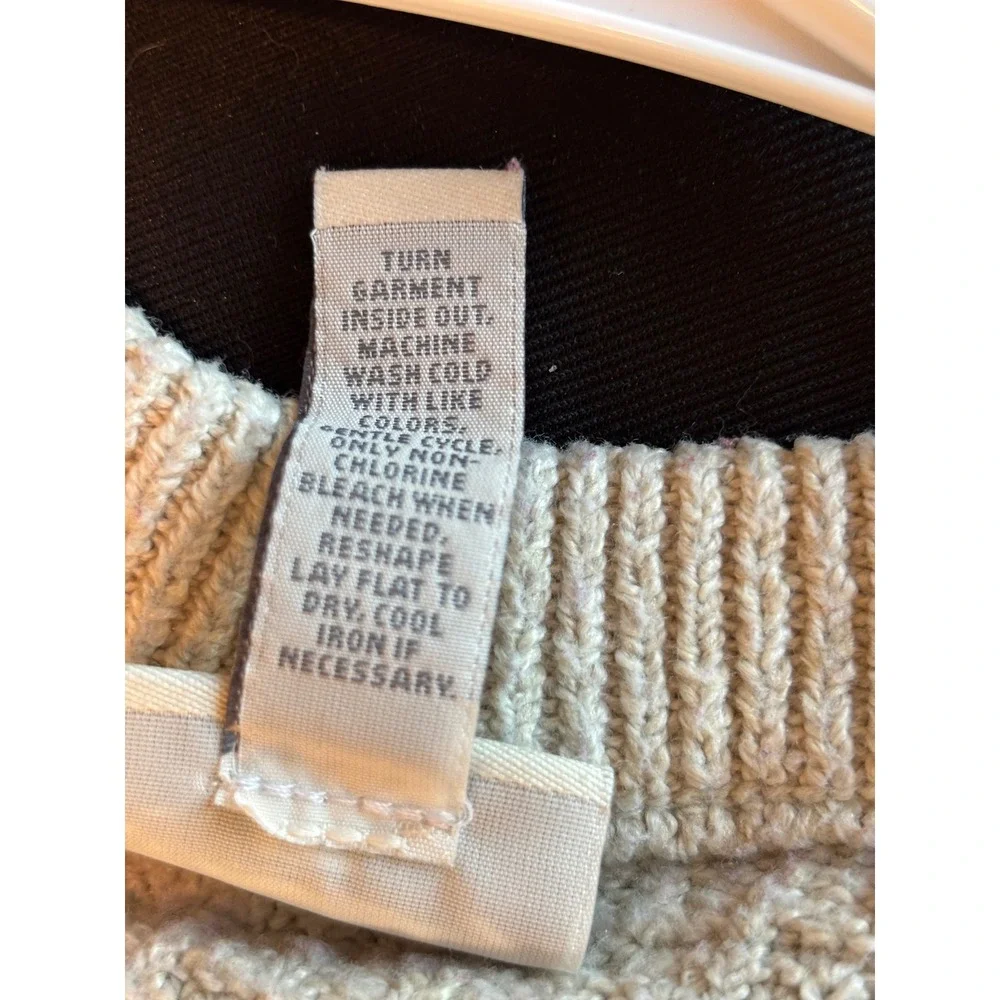 St Johns Bay Womens PL Oatmeal Beige Textured Knit Crew Neck Raglan Sweater
